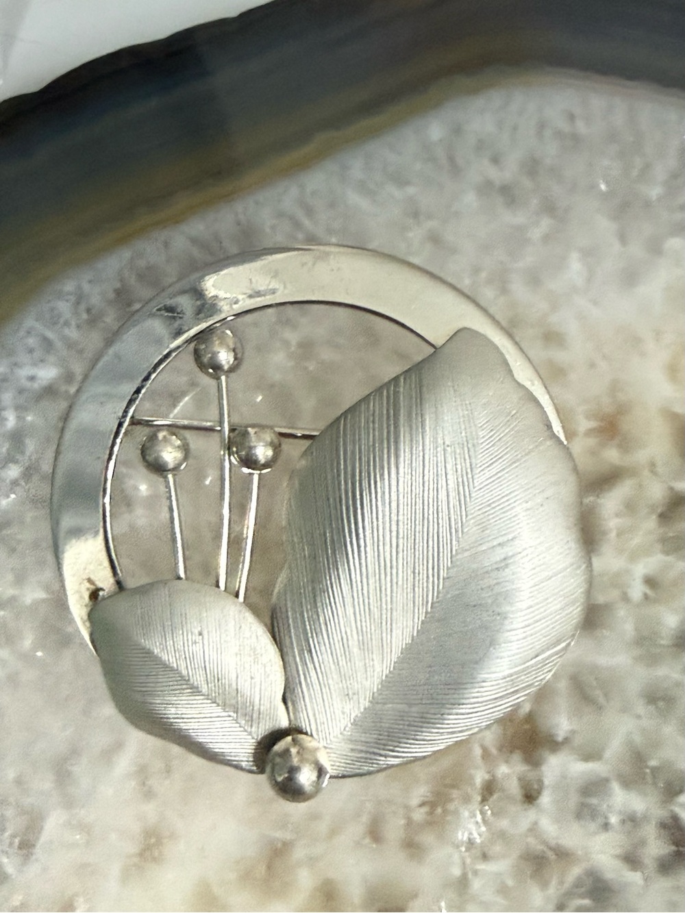 Vintage EMJ Emmons Sterling Silver Floral & leaf Brooch Guc about 1.25”